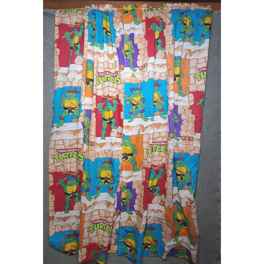 Teenage Mutant Ninja Turtles Curtain Drapes 2 Panels 1988 TMNT Turtle Vintage